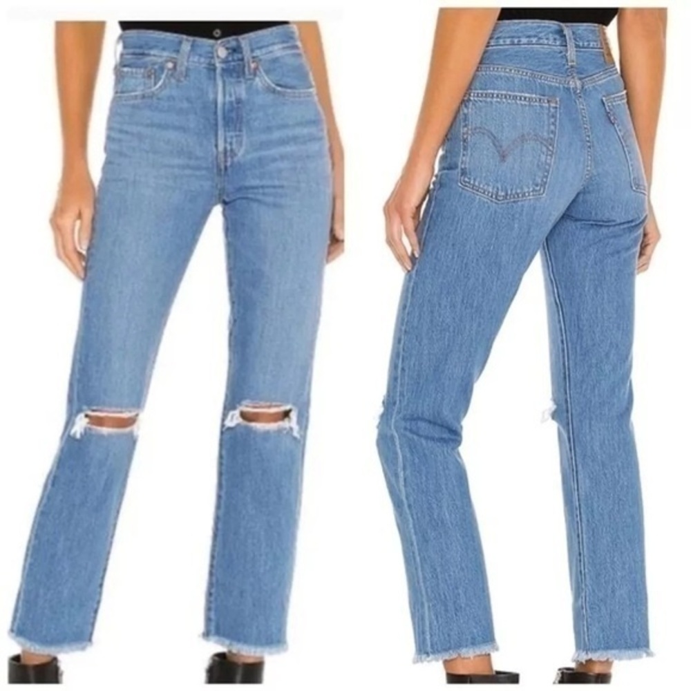 Levi’s Premium 26 Wedgie Straight Jeans Button‎ Fly Rigid Cotton Frayed Hem